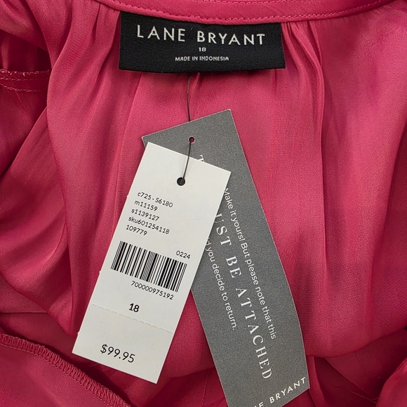 NWT Lane Bryant Silky Pink Midi Dress Flutter Sleeve, Women's Size 18 Plus Size - Picture 5 of 8